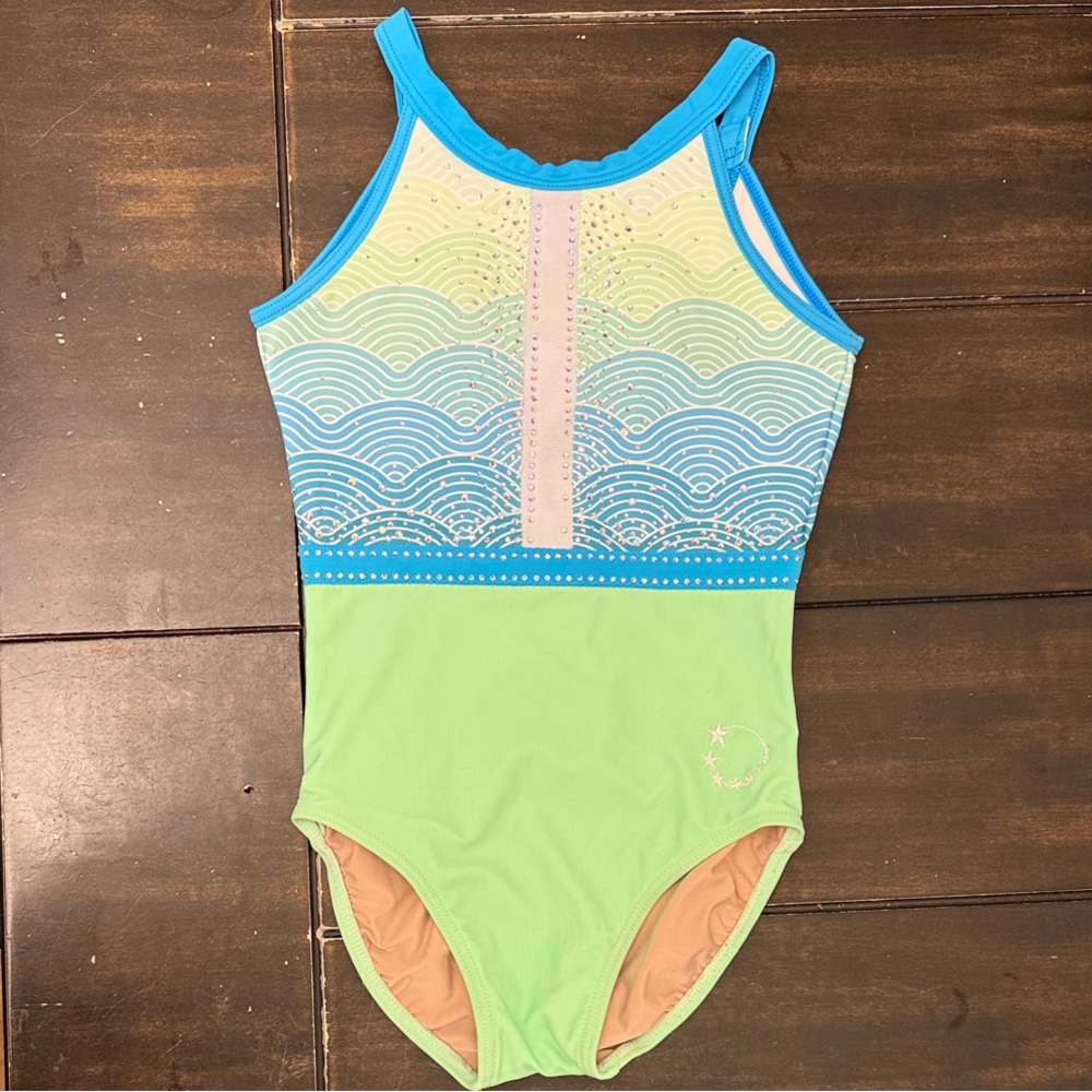 Nixie Neon Lime Little Stars Gymnastics Leotard